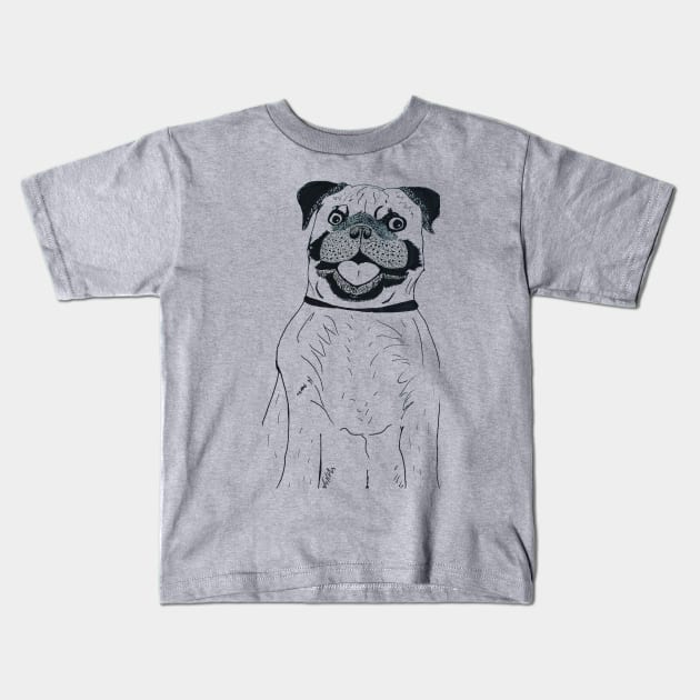 Portrait Pug Kids T-Shirt by Soundtrack Alley